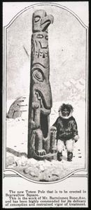 Image: Totem Pole From Alaska, Drawing, Newspaper Clipping